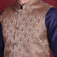 Woven Design Nehru Jacket With Kurta Pyjama Set ( JOKPWC 636N 4089 Brown )