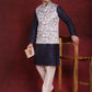 White Floral Printed Nehru Jacket With Kurta Pyjama Set ( JOKPWC 636N 4090White )