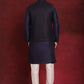 Navy Blue Woven Design Nehru Jacket With Kurta Pyjama Set ( JOKPWC 636N 4091Navy )