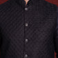 Navy Blue Woven Design Nehru Jacket With Kurta Pyjama Set ( JOKPWC 636N 4091Navy )