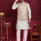 Woven Design Nehru Jacket With Kurta Pyjama Set ( JOKPWC 636P 4089 Golden )