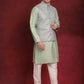 Green Woven Design Nehru Jacket With Kurta Pyjama Set ( JOKPWC 636P 4091Pista )