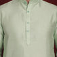 Green Woven Design Nehru Jacket With Kurta Pyjama Set ( JOKPWC 636P 4091Pista )