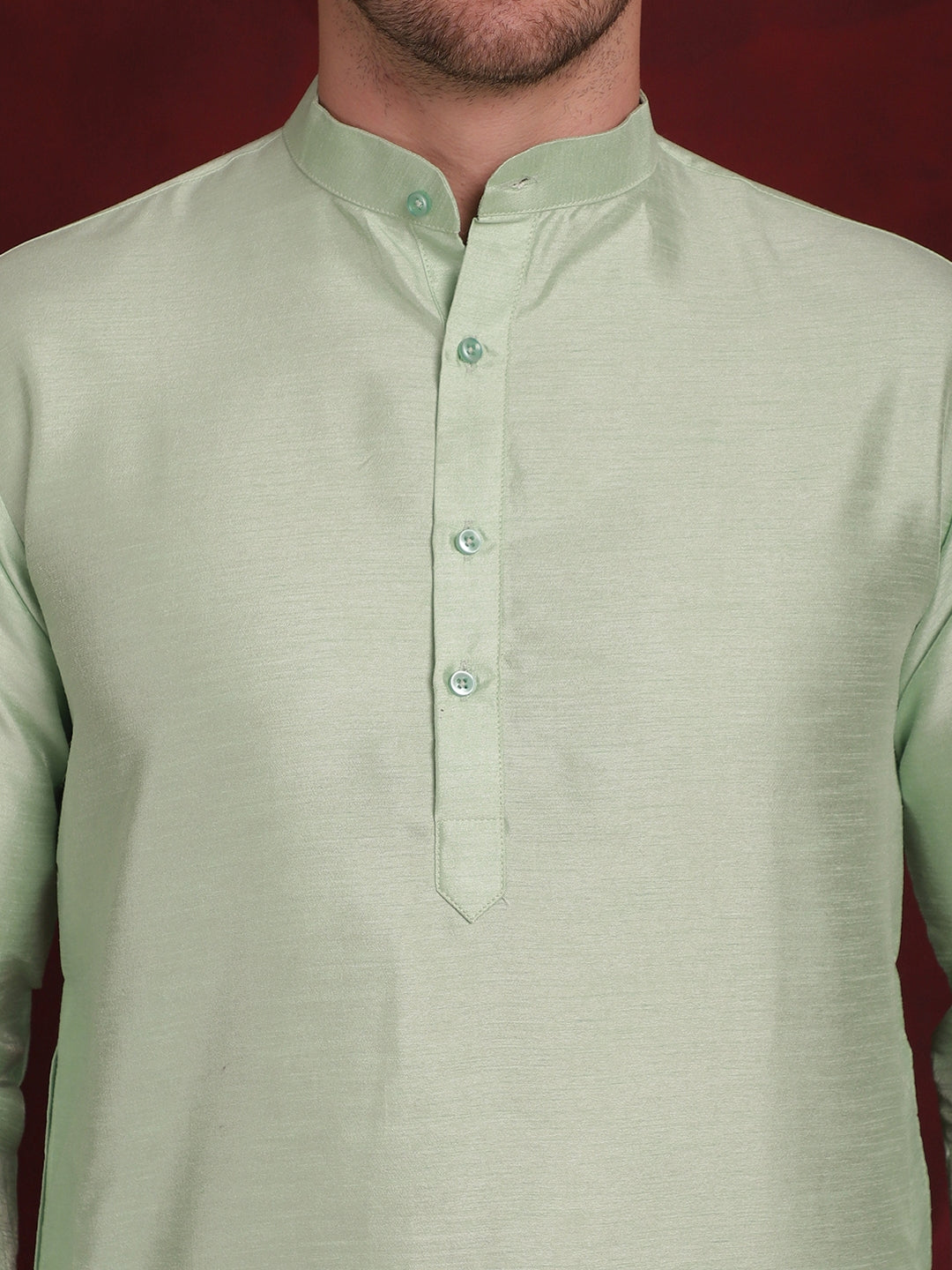 Green Woven Design Nehru Jacket With Kurta Pyjama Set ( JOKPWC 636P 4091Pista )