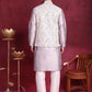 Woven Design Nehru Jacket With Kurta Pyjama Set ( JOKPWC 636S 4087 Grey )