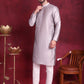 Woven Design Nehru Jacket With Kurta Pyjama Set ( JOKPWC 636S 4087 Grey )