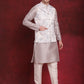Silver Floral Printed Nehru Jacket With Kurta Pyjama Set ( JOKPWC 636S 4090Silver )
