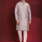 Silver Floral Printed Nehru Jacket With Kurta Pyjama Set ( JOKPWC 636S 4090Silver )