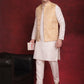 Golden Woven Design Nehru Jacket With Kurta Pyjama Set ( JOKPWC 636W 4087Golden )