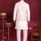 Woven Design Nehru Jacket With Kurta Pyjama Set ( JOKPWC 636W 4087 Pink )