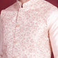 Woven Design Nehru Jacket With Kurta Pyjama Set ( JOKPWC 636W 4087 Pink )