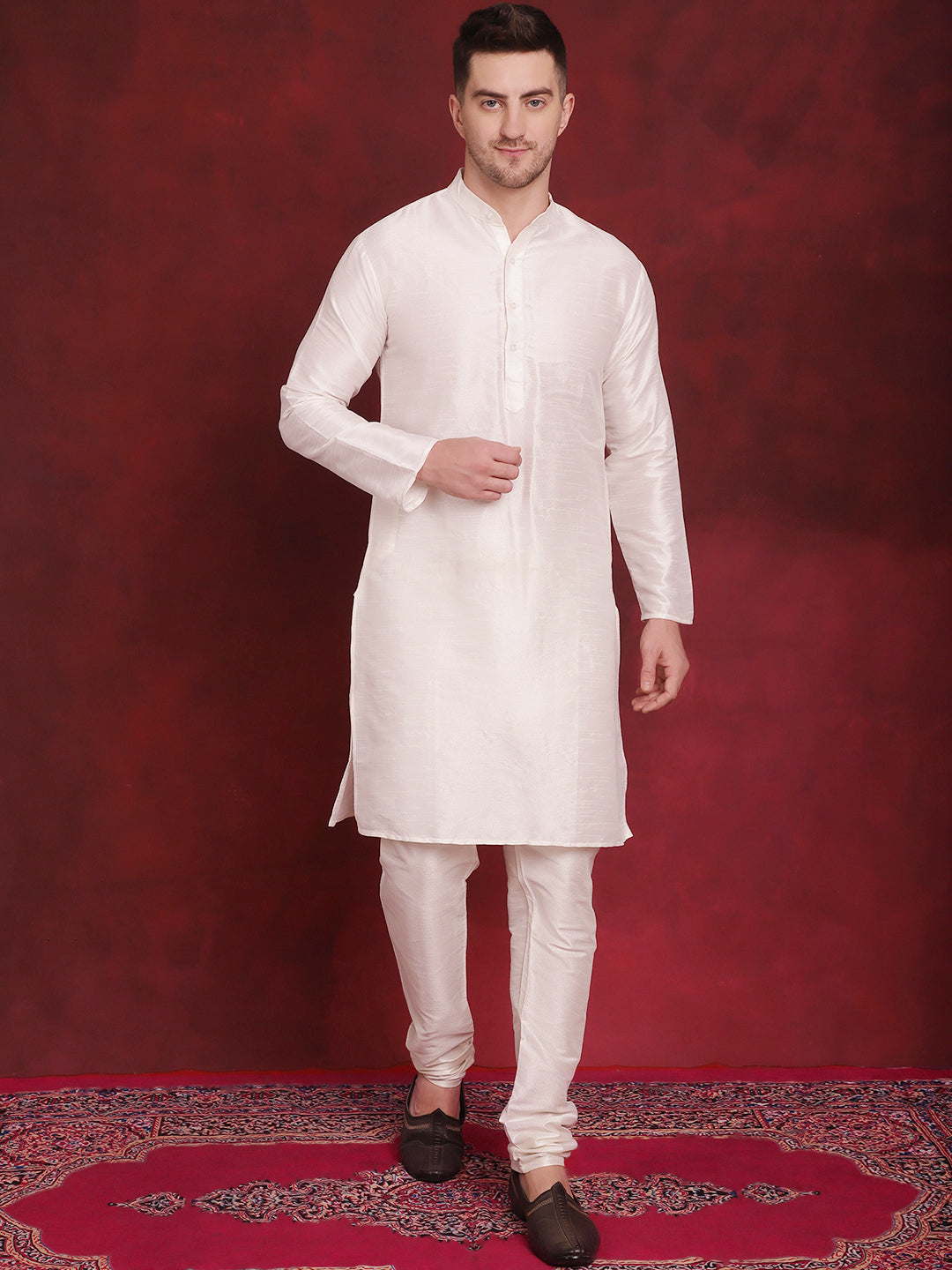 Black Woven Design Nehru Jacket With Kurta Pyjama Set ( JOKPWC 636W 4091Black )