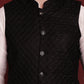Black Woven Design Nehru Jacket With Kurta Pyjama Set ( JOKPWC 636W 4091Black )