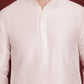 Coral Woven Design Nehru Jacket With Kurta Pyjama Set ( JOKPWC 636W 4091Coral )