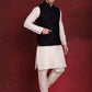 Navy Blue Woven Design Nehru Jacket With Kurta Pyjama Set ( JOKPWC 636W 4091Navy )