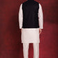 Navy Blue Woven Design Nehru Jacket With Kurta Pyjama Set ( JOKPWC 636W 4091Navy )