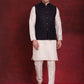 Navy Blue Woven Design Nehru Jacket With Kurta Pyjama Set ( JOKPWC 636W 4091Navy )