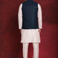 Blue Woven Design Nehru Jacket With Kurta Pyjama Set ( JOKPWC 636W 4091Peacock )