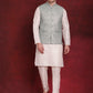 Green Woven Design Nehru Jacket With Kurta Pyjama Set ( JOKPWC 636W 4091Pista )