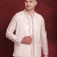 White Woven Design Nehru Jacket With Kurta Pyjama Set ( JOKPWC 636W 4091White )