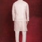 White Woven Design Nehru Jacket With Kurta Pyjama Set ( JOKPWC 636W 4091White )