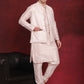 White Woven Design Nehru Jacket With Kurta Pyjama Set ( JOKPWC 636W 4091White )