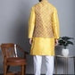 Men's Woven Design Nehru Jacket With Kurta Pyjama Set ( JOKPWC 636Y 4083 Mustard )