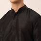 Men's Solid Kurta Pyjama With Green Woven Design Nehru Jacket( JOKPWC B-D 4004Green )