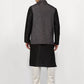 Jompers Men's Black Dupion Silk Kurta with Churidar & Nehru Jacket ( JOKPWC B-D 4024Grey )