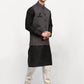 Jompers Men's Black Dupion Silk Kurta with Churidar & Nehru Jacket ( JOKPWC B-D 4024Grey )