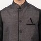 Jompers Men's Black Dupion Silk Kurta with Churidar & Nehru Jacket ( JOKPWC B-D 4024Grey )
