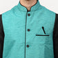 Jompers Men's Black Dupion Silk Kurta with Churidar & Nehru Jacket ( JOKPWC B-D 4024Sky )