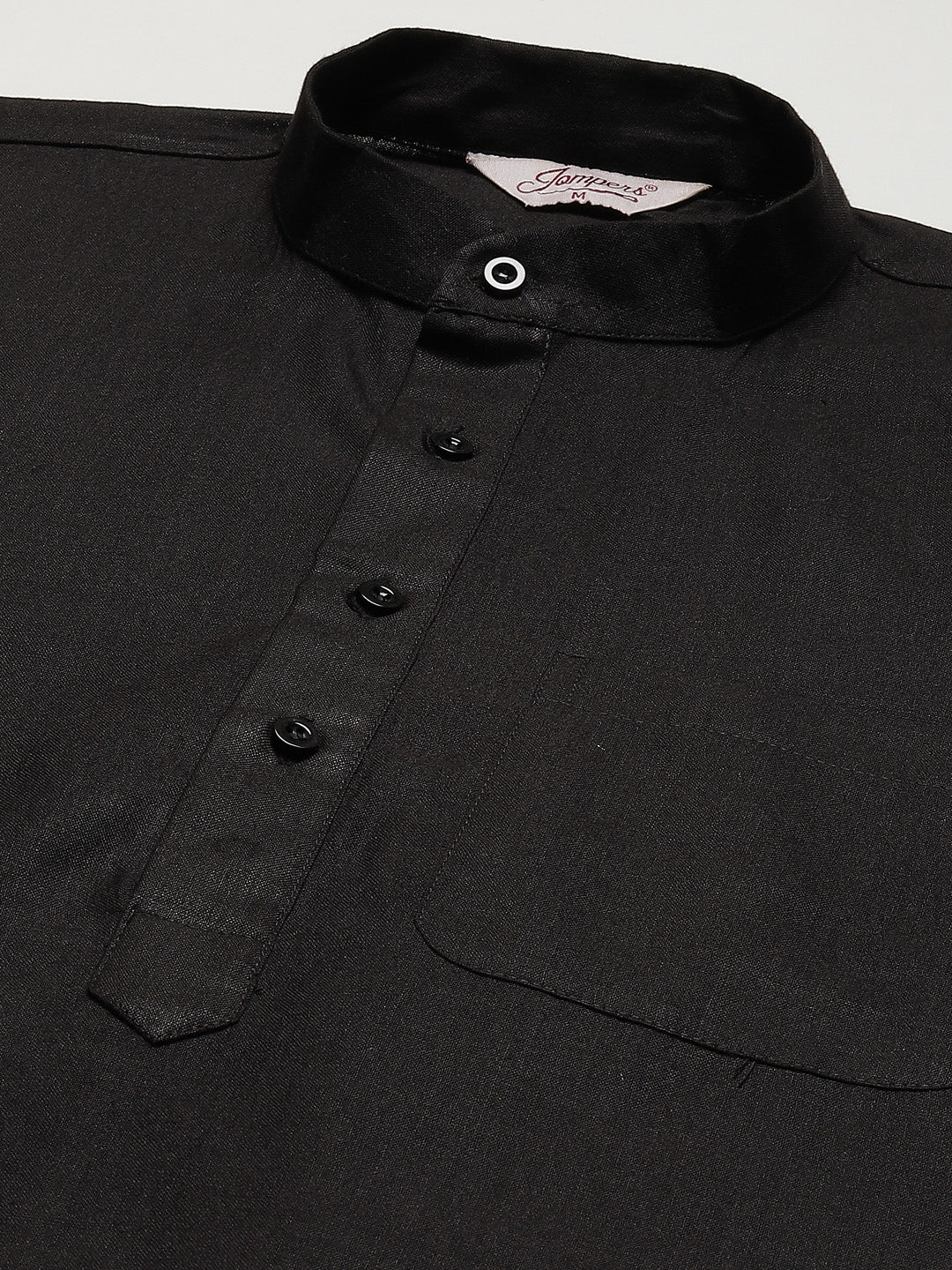 Men's Kurta Pyjama With Black Solid Nehru Jacket( JOKPWC W-F 4033Black )