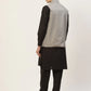 Men's Kurta Pyjama With Black Solid Nehru Jacket( JOKPWC W-F 4033Black )