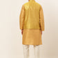 Men's Solid Kurta Pyjama With Nehru Jacket ( JOKPWC DG-D 4048Mustard )