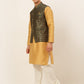 Men's Solid Kurta Pyjama With Nehru Jacket ( JOKPWC DG-D 4048Olive )
