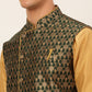 Men's Solid Kurta Pyjama With Nehru Jacket ( JOKPWC DG-D 4048Olive )