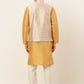 Men's Solid Kurta Pyjama With Nehru Jacket ( JOKPWC DG-D 4048Silver )