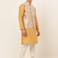 Men's Solid Kurta Pyjama With Nehru Jacket ( JOKPWC DG-D 4048Silver )