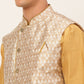 Men's Solid Kurta Pyjama With Nehru Jacket ( JOKPWC DG-D 4048Silver )