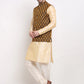 Jompers Men's Golden Dupion Silk Kurta with Churidar & Nehru Jacket ( JOKPWC G-D 4026Black )