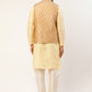 Men's Woven Design Nehru Jacket and Kurta Pyjama Set ( JOKPWC G-D 4026 Silver )