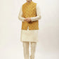 Men's Printed Nehru Jacket and Kurta Pyjama Set( JOKPWC W-D 4031Mustard )