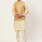 Men's Solid Kurta Pyjama With Floral Peach Printed Nehru Jacket( JOKPWC G-D 4032Peach )