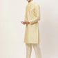 Men's Solid Kurta Pyjama With Floral Peach Printed Nehru Jacket( JOKPWC G-D 4032Peach )
