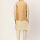 Men's Solid Kurta Pyjama With Floral Peach Printed Nehru Jacket( JOKPWC G-D 4032Peach )