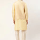 Men's Solid Kurta Pyjama With Cream Embroidered Nehru Jacket( JOKPWC G-D 4038Cream )