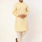 Men's Solid Kurta Pyjama With Cream Embroidered Nehru Jacket( JOKPWC G-D 4038Cream )