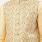 Men's Solid Kurta Pyjama With Cream Embroidered Nehru Jacket( JOKPWC G-D 4038Cream )
