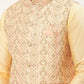 Men's Solid Kurta Pyjama With Pink Embroidered Nehru Jacket( JOKPWC G-D 4038Pink )